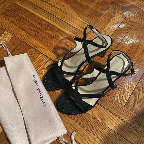 Stuart Weitzman glitter heels black size 7 - brand new without box - Picture 1 of 8